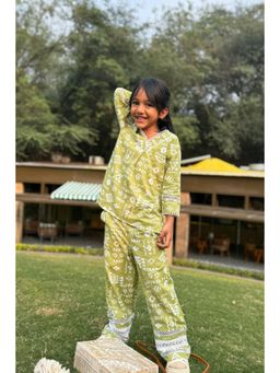 Peekaaboo Kids - Girls Bahara Pure Cotton Co-Ord Set- Green