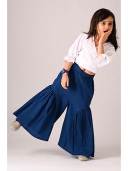 Peekaaboo Kids - Girls Monday Pure Cotton Top and Flared Pant-Blue
