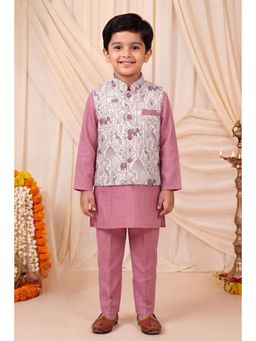 BT DEZINES - Boys Dusty Pink Waistcoat With Kurta And Trouser