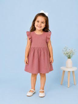 Kidbea - Girls Cotton Peplum Dress-Mauve