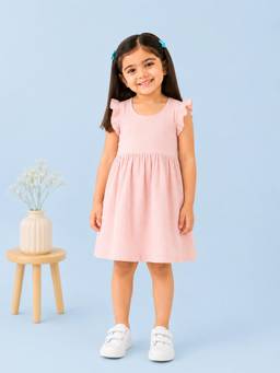 Kidbea - Girls Cotton Peplum Dress-Pink