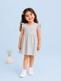 Kidbea - Girls Cotton Peplum Dress-Grey