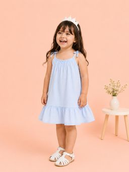 Kidbea - Girls Cotton A-Line Dress-Aqua