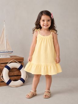 Kidbea - Girls Cotton A-Line Dress-Yellow