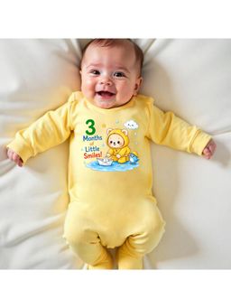 KNITROOT - Birthday 3 Months Of Little Smiles Text Printed Onesies - Yellow