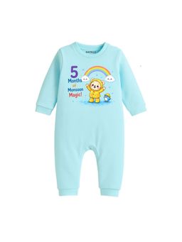 KNITROOT - Birthday 5 Months Of Monsoon Magic Text Printed Onesies - Blue
