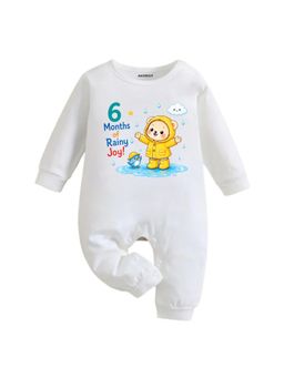 KNITROOT - Birthday 6 Months Of Rainy Joy Text Printed Onesies - White