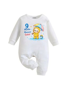 KNITROOT - Birthday 9 Months Monsoon Cutie Text Printed Onesies - White