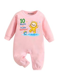 KNITROOT - Birthday 10 Months Of Puddle Adventure Text Printed Onesies - Pink
