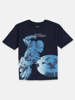 Jockey Juniors - M401 Boys Marvel Avengers Cotton Graphic Printed T-shirt-Navy Blue