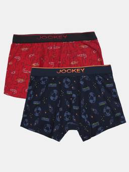 Jockey Juniors - Pb03 Boys Cotton Printed Trunk-Navy And Chilli Pepper (Pack of 2)