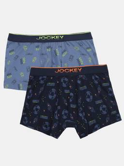 Jockey Juniors - Pb03 Boys Cotton Printed Trunk-Navy And Frost (Pack of 2)