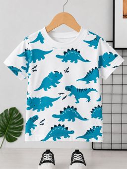Googo Gaaga - Boys Cotton Printed Casual T-shirt-White