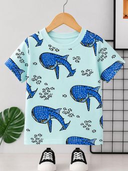 Googo Gaaga - Boys Cotton Printed Casual T-shirt-Blue