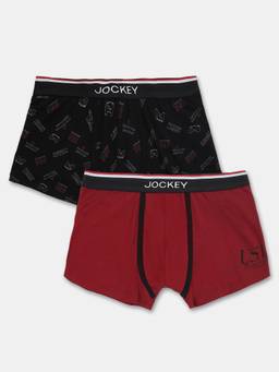 Jockey Juniors - Ub03 Boys Cotton Printed Trunk-Red And Black (Pack of 2)