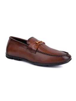 La Botte - Men Tan Basket Weave Textured Casual Loafers