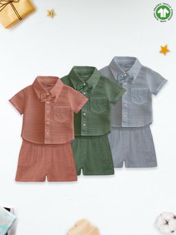 Kidbea - Linen Shirt & Pant For Kids Stylish Short Sleeve Shirt & Shorts (Set of 6)