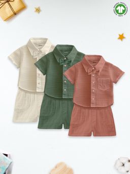 Kidbea - Linen Shirt & Pant For Kids Stylish Short Sleeve Shirt & Shorts (Set of 6)