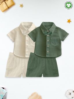 Kidbea - Linen Shirt & Pant For Kids Stylish Short Sleeve Shirt & Shorts (Set of 2)