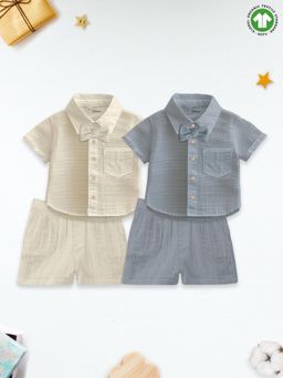 Kidbea - Linen Shirt & Pant For Kids Stylish Short Sleeve Shirt & Shorts (Set of 2)