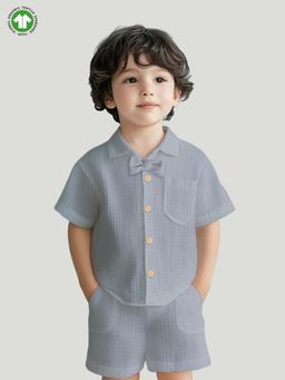 Kidbea - Linen Shirt & Pant Grey Co-Ord (Set of 2)