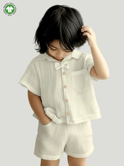Kidbea - Linen Shirt & Pant Off-White Co-Ord (Set of 2)