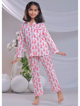 Misbis - Girls Printed Cotton Shirt and Pyjama-Pink