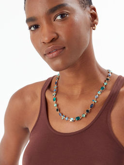 Accessorize London - Womens Green Willow Eclectic Stones Collar Necklace