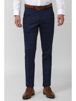 Van Heusen - Men Navy Check Ultra Slim Fit Trousers