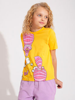 VERO MODA - Girl Yellow Printed Cotton T-Shirt