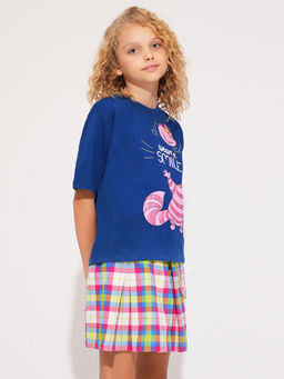 VERO MODA - Girl Blue Printed Cotton T-Shirt