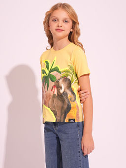 VERO MODA - Girl X Jungle Book Yellow Printed Cotton T-Shirt