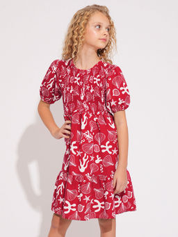 VERO MODA - Girl Red Shell Print Dress