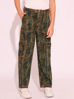 VERO MODA - Girl X Jungle Book Green Animal Print Straight Fit Pants