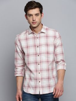 SHOWOFFFF - Mens Spread Collar Checked Beige Classic Shirt