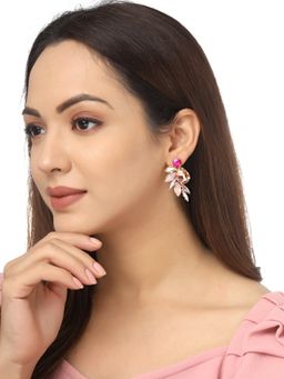 Yellow Chimes - Multicolor Crystal Studded Tear Drop Earrings