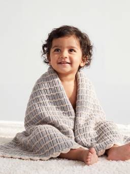 Haus & Kinder - Blue Cotton Lace Knitted Blanket For Newborn Baby (0-2 Years)