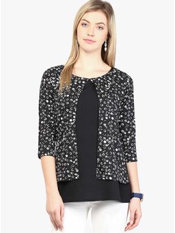 RARE - Black Lightweight Printed Top