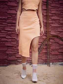 AAREIN - Apricot Asymmetric Denim Skirt