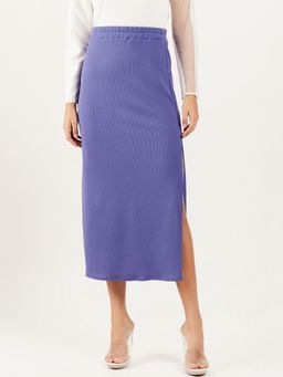 AAREIN - Purple Rib Mid Length Skirt