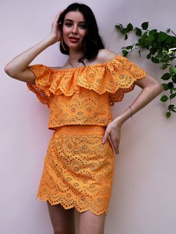 AAREIN - Apricot Schiffli Skirt