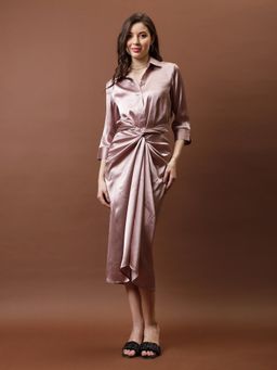 AAREIN - Champagne Front Knotting Satin Skirt