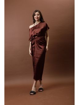 AAREIN - Brown Satin Wrap Skirt
