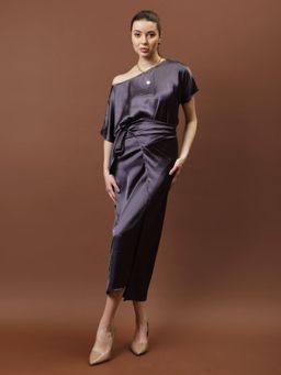 AAREIN - Purple Satin Wrap Skirt