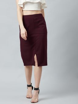 AAREIN - Burgundy Patch Pocket Detail Skirt
