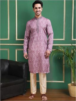 TATTVA - Men Purple Empire Sequinned Kurta with Pyjama