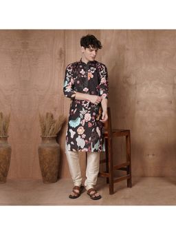 TRYBUY.IN - Men Full Sleeves Black Chikankari Kurta with Pant