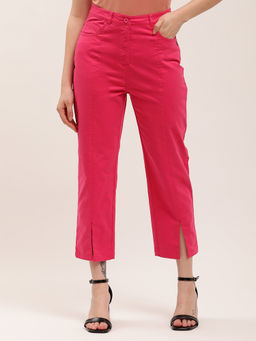 ELLE - Womens Solid Pink Trouser