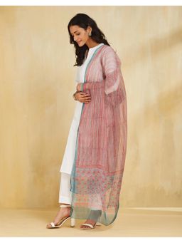 Fabindia - Blue Cotton Silk Hand Block Printed Dupatta