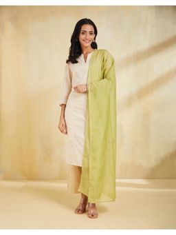 Fabindia - Green Cotton Silk Embroidered Dupatta